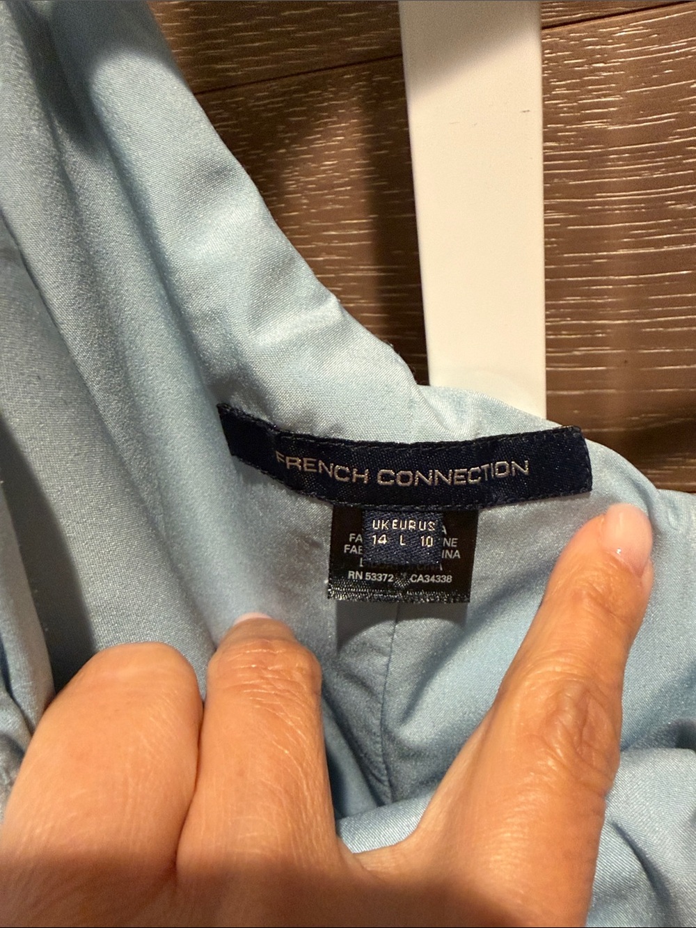 French Connection Pale Blue One-Shoulder Ruffle Dress - Picture 3 of 4